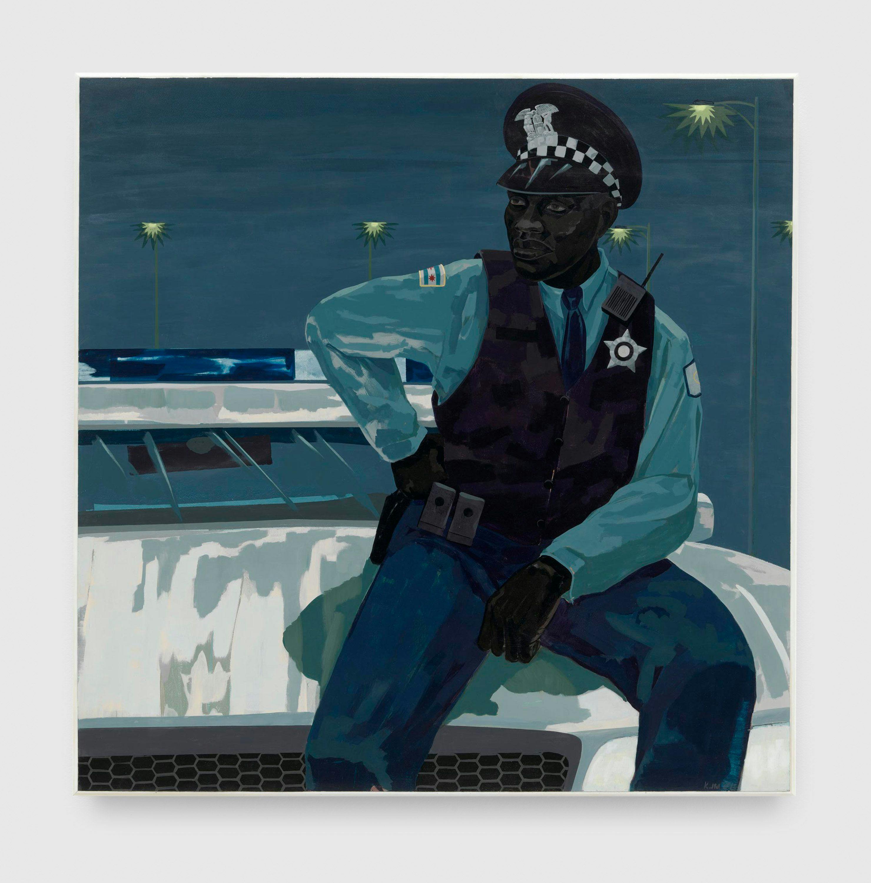 A painting by Kerry James, titled Marshall Untitled (policeman), dated 2015.